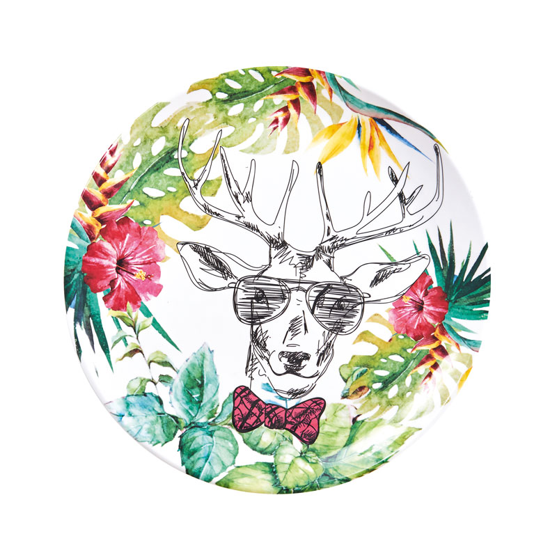 Assiette décor fun antidérapante en mélamine