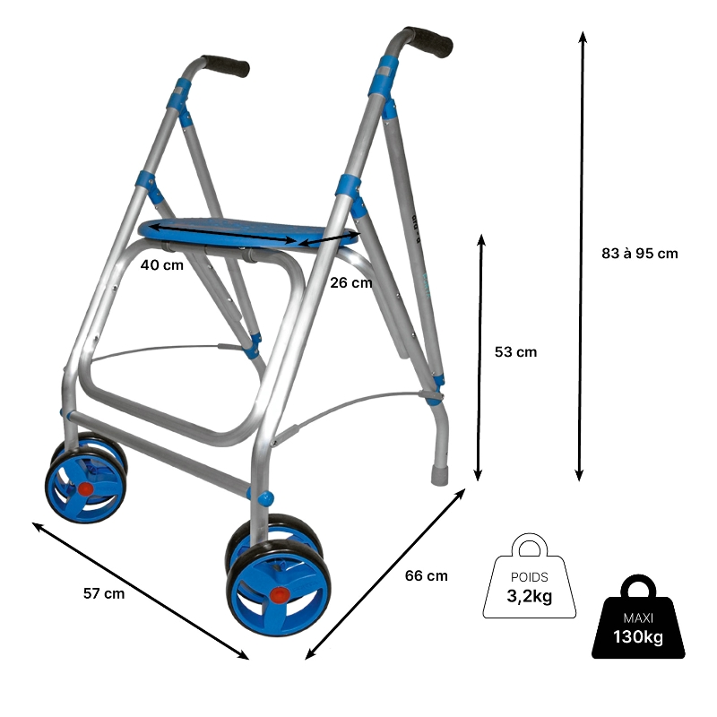 Rollator 2 roues pivotantes Ara-D – Image 4